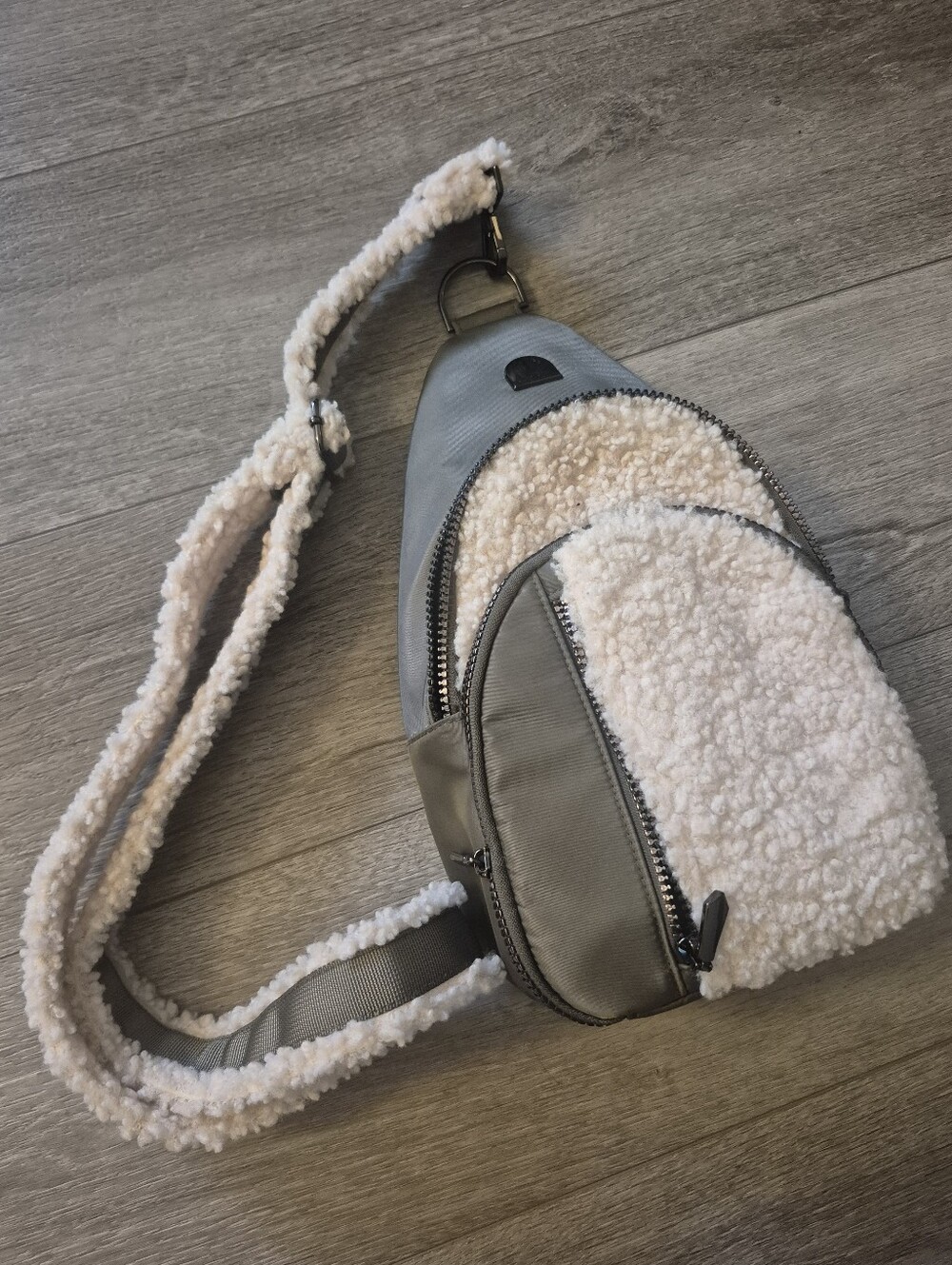 House Of Harlow Shearling Trim Sling Bag